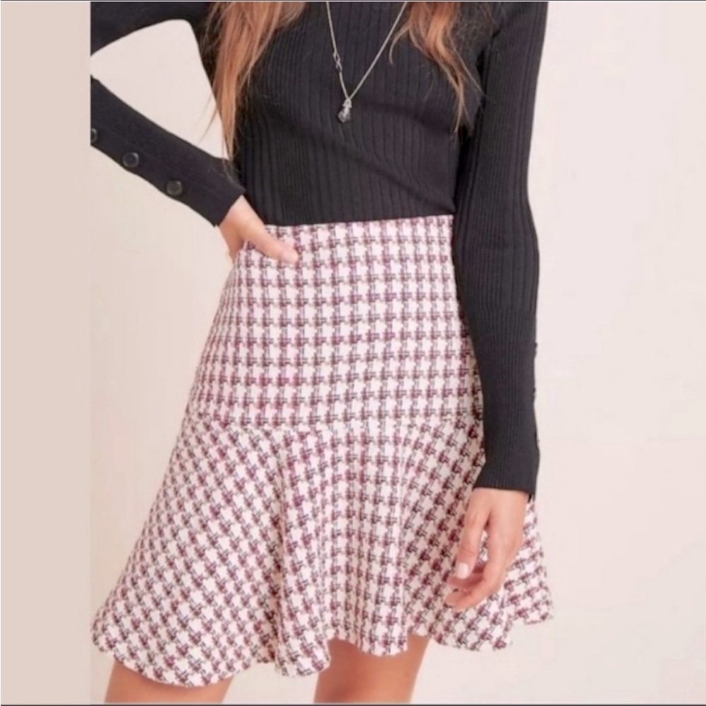 Anthropologie Maeve Bobbie Tweed Flounce Mini Skirt